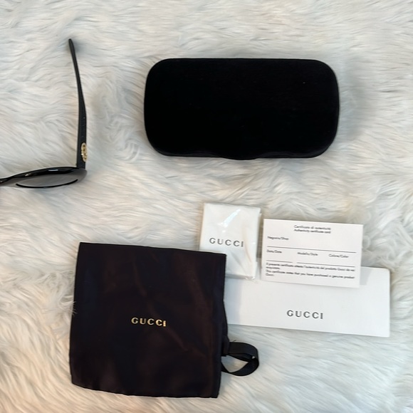 NEW GUCCI SUNGLASSES GG0101S 001 WOMEN ROUND GUCCI GG0101S BLACK Glitter Details main image 5